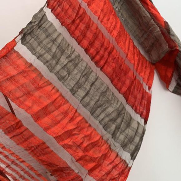 Red and dark grey linen scarf/stole/head wrap - Picture 3 of 4